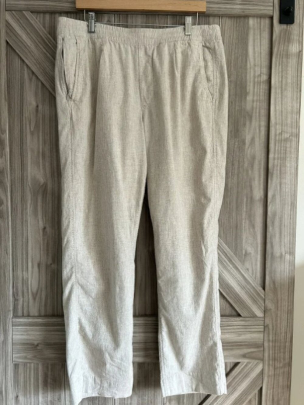 Abercrombie Fitch Loose Linen Blend Pull On Pants Beige